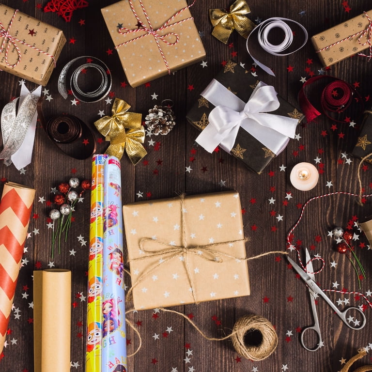 Lot De 4 Rouleaux De Papier Cadeau En Papier Kraft Avec Ficelle Pour