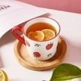 thumbnail image 3 of Taza de café grande de cerámica de 350 ml, taza de té blanca con diseño de fresas, juego de 1, sopa, té, cereales, helado, apta para lavavajillas y microondas, 1 paquete brillar Hogar, 3 of 3