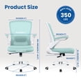 thumbnail image 2 of COOLHUT Office Chair, Ergonomic Office Chair, Comfort Home Office Task Chair, Lumbar Support Computer Chair with Flip-up Arms and Adjustable Height, 350LBS, Light Blue, 2 of 10