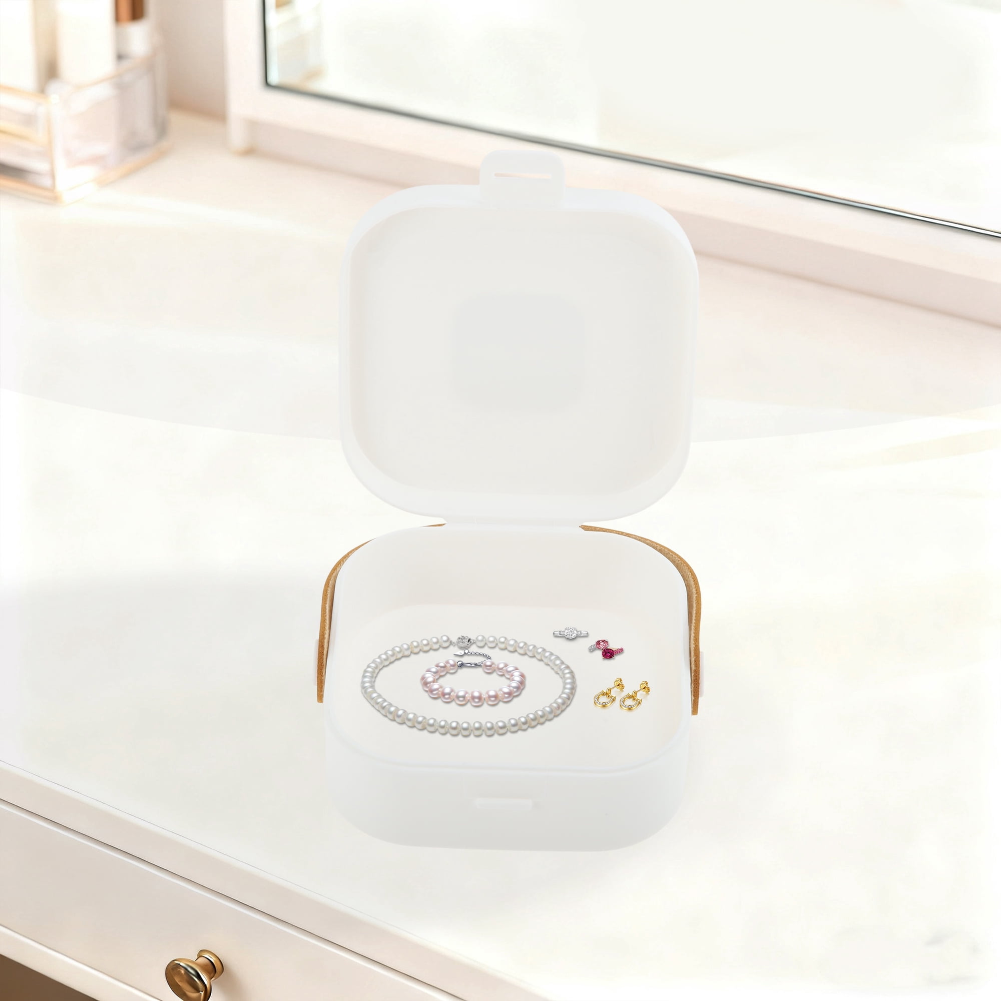 Unique Bargains Multi-Function Jewelry Box Jewelry Organizer Nordic White