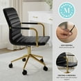 thumbnail image 3 of Martha Stewart Upholstered Office Chair in Black/Polished Brass, 3 of 12
