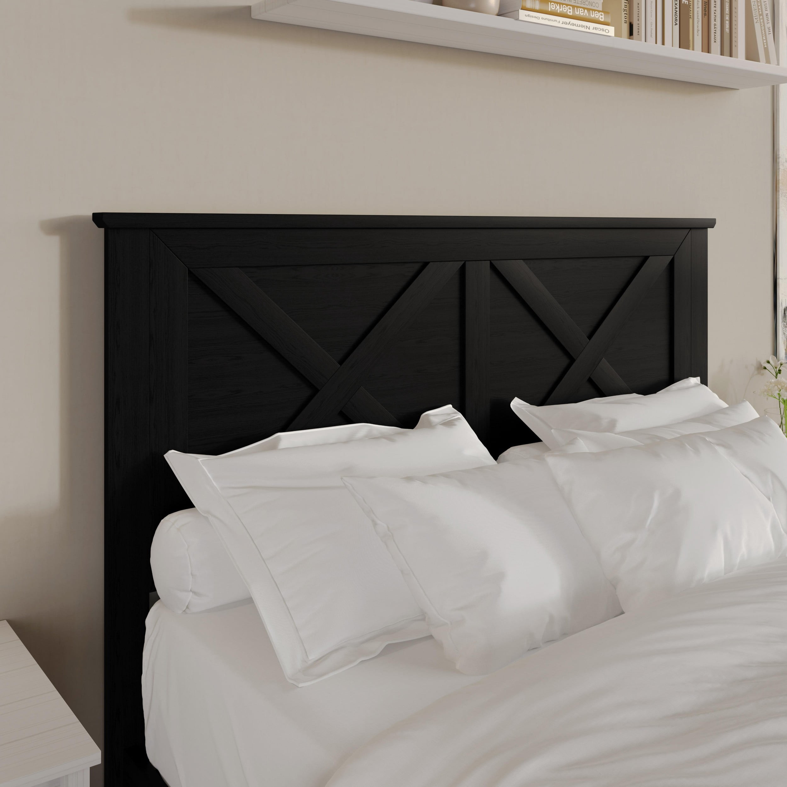 Home Design Raleigh Full/Queen Wood Headboard, Black