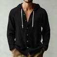 thumbnail image 2 of RXMEKW Solid Color Hooded Cardigan for Men with Button Front and Long Sleeves, 2 of 8