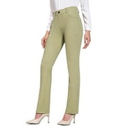 Women's Bootcut Yoga Dress Pants Pull-On Stretch Work Business Casual Slacks Petite Regular Trousers with Pockets