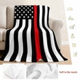 thumbnail image 5 of Red American Flag Blanket Soft Cozy Warm Twin Blanket for Bed, Plush Fuzzy Flannel Fleece Blankets for Sofa, Black White Striped US Flag Stars Throw Blankets for Couch, Gifts for Men, 60"x80", 5 of 9