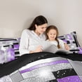 thumbnail image 5 of Manfei Female Men Geometric Plaid Rectangle Bedding Comforter Set 2pcs,Abstract Gradient Twin Comforter Sets Microfiber,Bling Glitter Breathable Bedding Set,Luxury Bedroom Decor,Reversible, 5 of 8