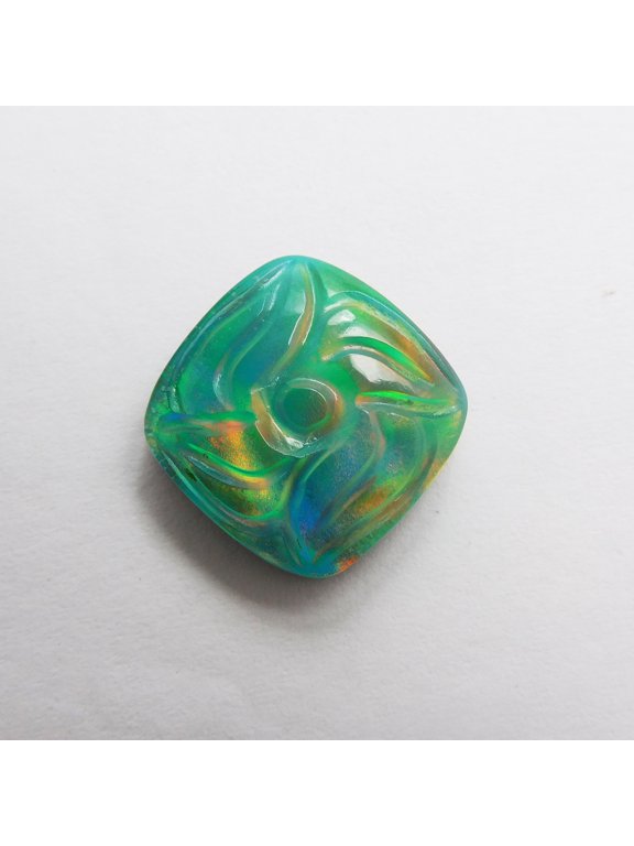 Square Shape 18.10 Ct CERTIFIED Lab-Created Doublet Opal Ring Loose Gemstone