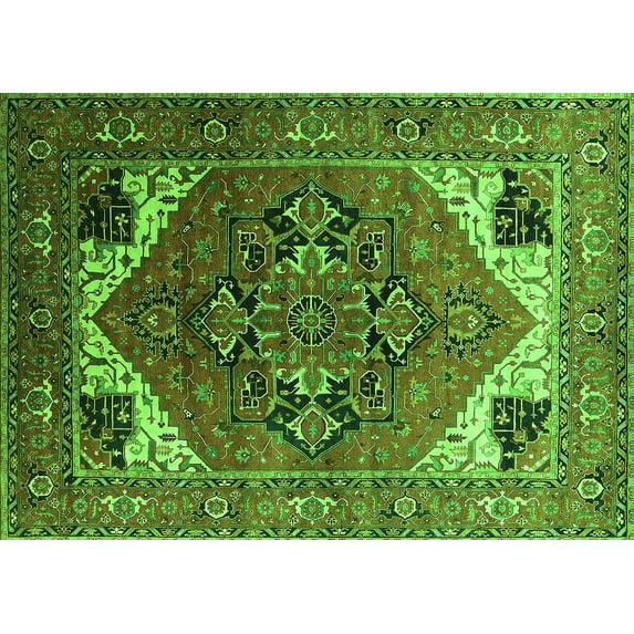 Ahgly Company Indoor Rectangle Persian Green Traditional Area Rugs, 5' x 7'
