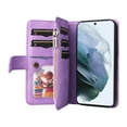 thumbnail image 3 of Multifunctional Case for Samsung S23,[RFID Blocking] 9 Credit Cards Holder with Wrist Strap, Premium PU Leather Zipper Wallet Purse Magnetic Flip Phone Cover for Samsung Galaxy S23, Purple, 3 of 12