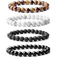 thumbnail image 3 of 4PCS Natural 8mm Gorgeous Semi-Precious Gemstones Healing Crystal Stretch Beaded Bracelet Unisex (4 Colors), 3 of 9