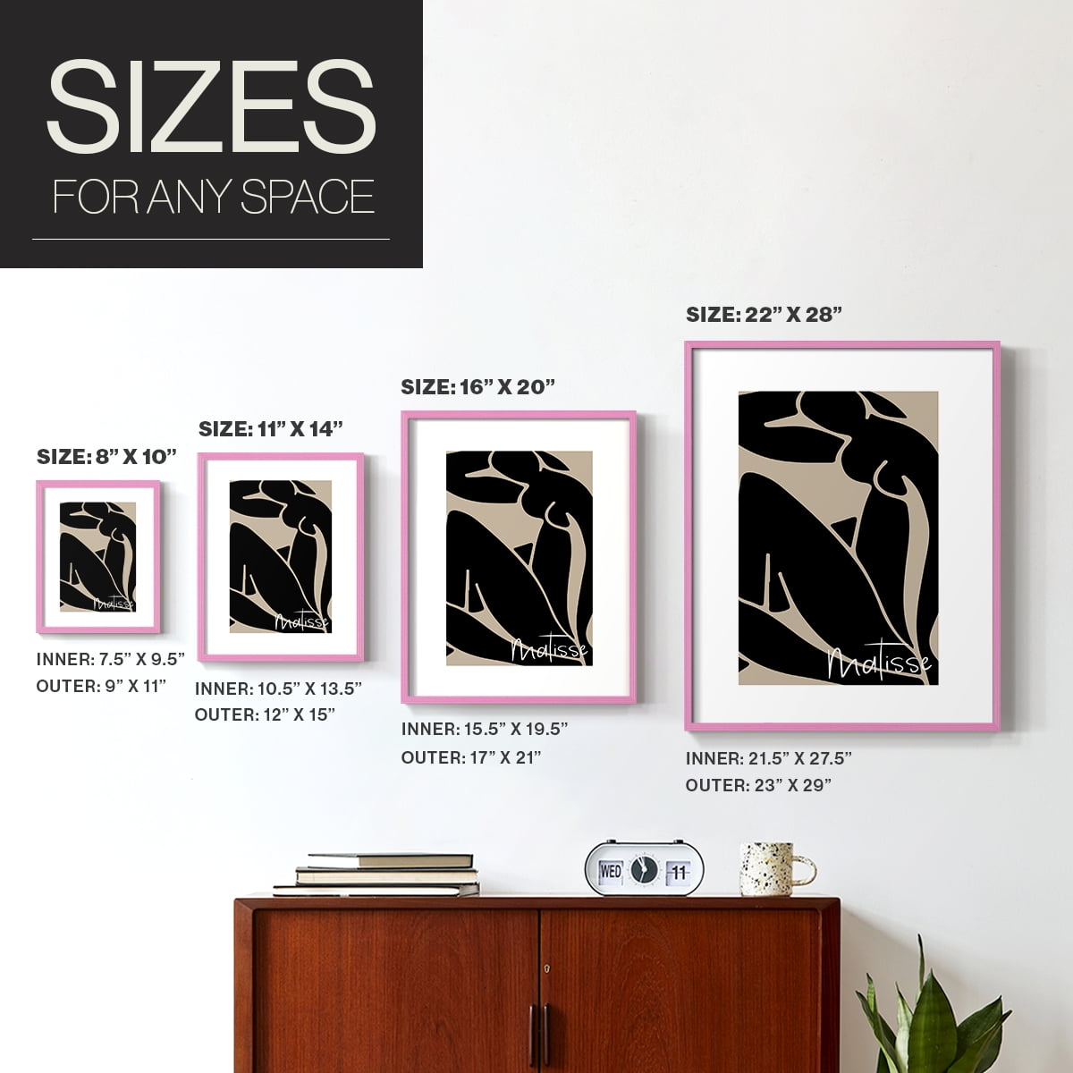 Matisse CCCIII in Pink Solid Wood 16 x 20 Framed Print