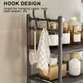 thumbnail image 5 of Clearance! Over The Toilet Storage Shelf, 3-Tier Above Toilet Storage Organizer Rack with Hooks, Freestanding Bathroom Tower Shelf Unit for Small Space, No Rust, Easy to Assemble, on Clearance Black, 5 of 9