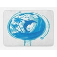 thumbnail image 1 of Dolphin Bath Mat, Tropical Theme Maritime Image Ocean Inspired Image Exotic Trees and Birds Print, Non-Slip Plush Mat Bathroom Kitchen Laundry Room Decor, 29.5 X 17.5 Inches, Blue Turquoise, Ambesonne, 1 of 2