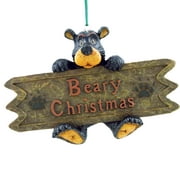 WILLIE BEAR CHRISTMAS ORNAMENT holding sign Beary Christmas