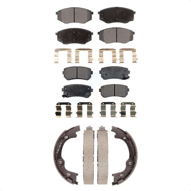 Transit Auto Front Rear Ceramic Brake Pads and Parking Shoes Kit for Car 2010-2012 Hyundai Tucson FWD KTN-100656