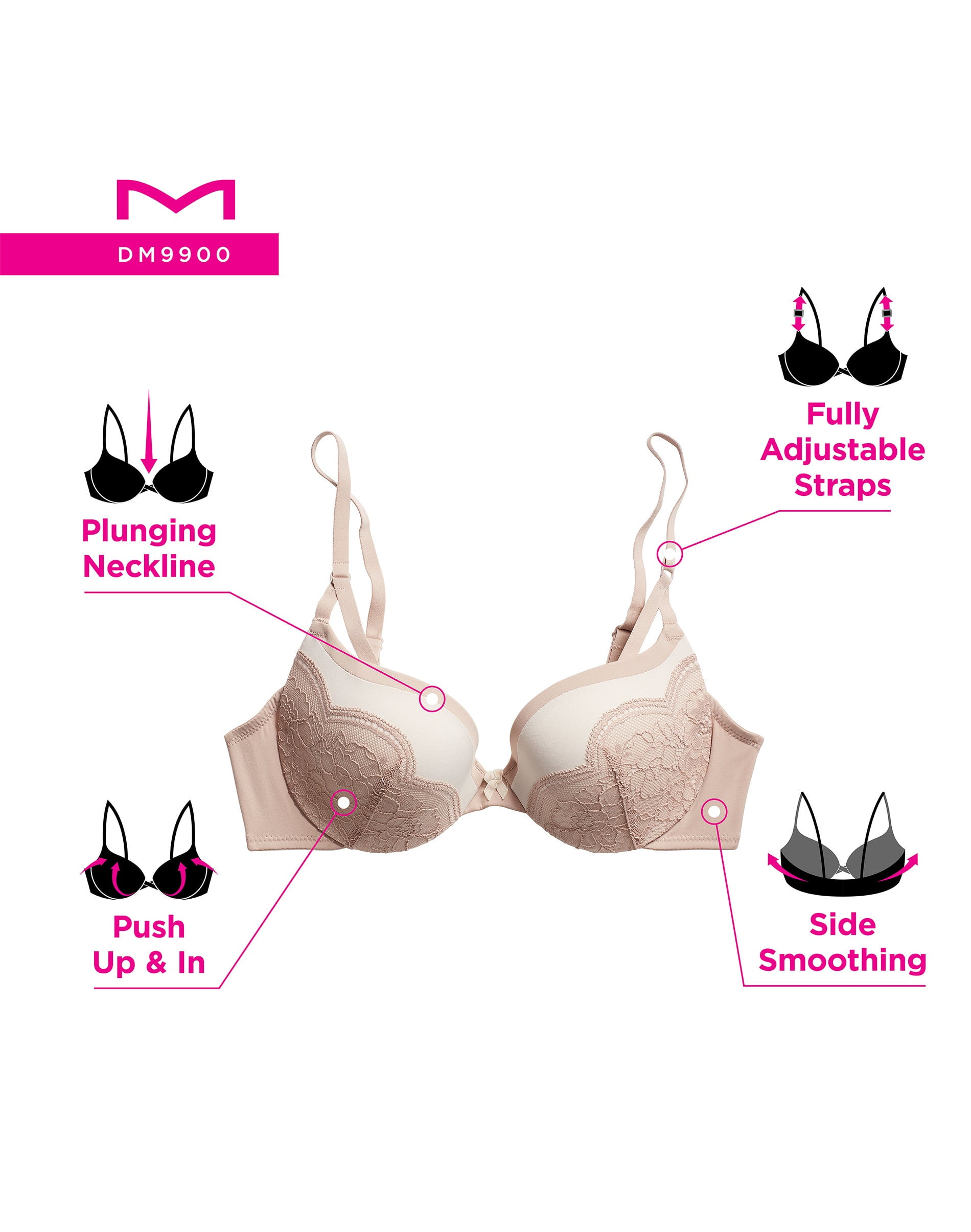 Maidenform Underwire Bra Love the Lift Push Up & In Womens Max Lift DM9900