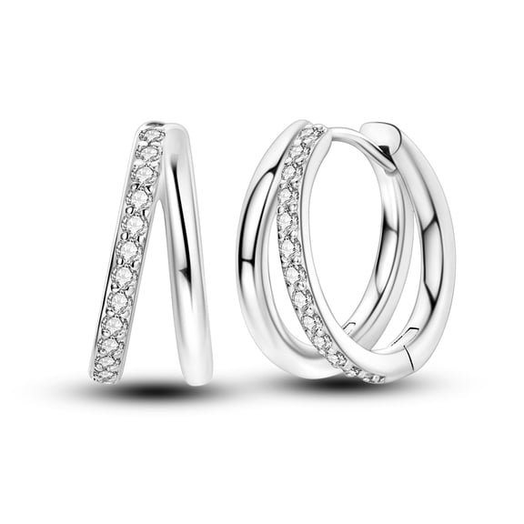 MULA Original Double Circles 925 Sterling Silver Hoop Earrings AAA CZ for Women Jewelry Gift