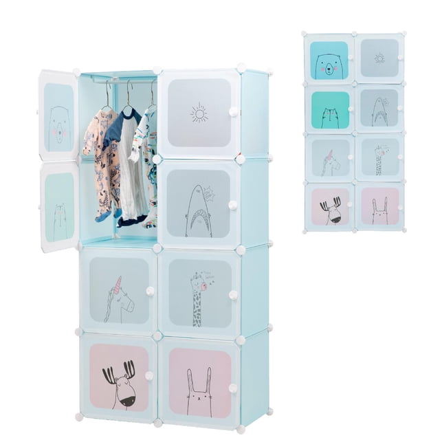 Armario de plástico KingsHouse Organizador Niños Portatil cubos azul 35x35x35 cm