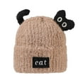 thumbnail image 4 of Bibifish Womens Black Cat Shape Fluffy Beanie Hat With Cat Patch Ear Flaps Soft Fleece Lined Cozy Warm Hat Winter Casual Wear Funny Stylish Hats, 4 of 4