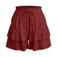 thumbnail image 7 of yillto Womens Shorts High Smock Waist Ruffle Hem Flowy Short Skirt Casual Summer Mini Skirt Outfits, 7 of 7