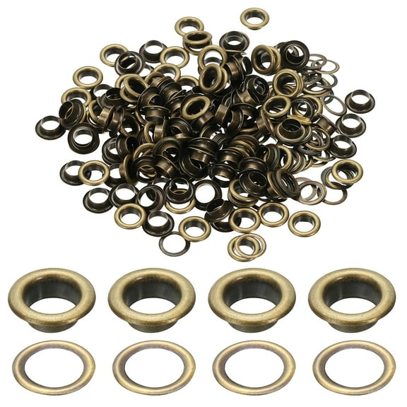 Uxcell 6mm/1/4" Metal Eyelets, Eyelets and Grommets Kit for DIY Project, Bronze 150 Pcs