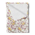 thumbnail image 2 of Cherry Blossom Soft Flannel Fleece Throw Blanket, Spring Concept Sparrow on Freshly Blooming Sakura Branches, Cozy Plush for Indoor and Outdoor Use, 60" x 80", Dried Rose Yellow, by Ambesonne, 2 of 5