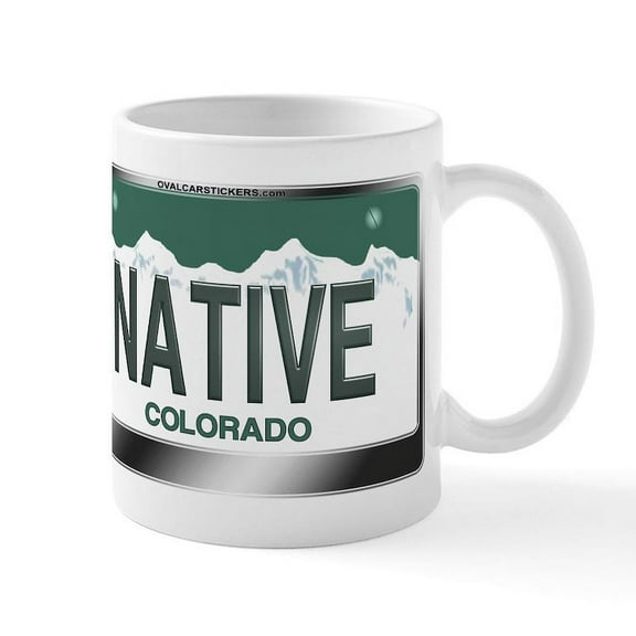 CafePress - NATIVE Colorado License Plate Mug - 11 oz Ceramic Mug - Novelty Coffee Tea Cup