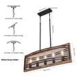 thumbnail image 6 of Vintage Linear Chandelier,5-Light Kitchen Island Ceilling Light Fixture Pendant Light with Rectangular Wood Grain Frame, 6 of 8