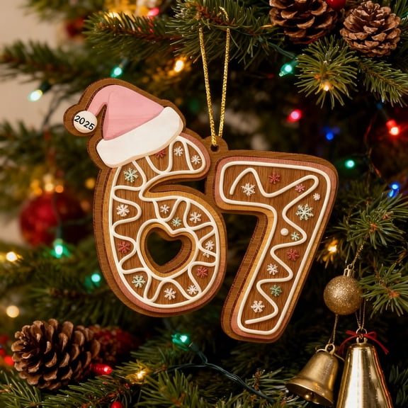 WKSCLPAI 67 Christmas Ornament, Funny 67 Small Acrylic Decorations for Christmas Tree, 67 Ginger_bread Ornaments, 67 Christmas Wrapping Paper Decor Ornaments Birthday Gifts, #BA