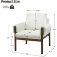 thumbnail image 4 of Faux Leather Accent Chair Set of 2 Removable Backrest Upholstered Arm Cushio PU Chairs Solid Wood Legs Reading Lounge Sofa Bedroom White, 4 of 8