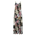 thumbnail image 3 of QLEICOM Women's Summer Casual Floral Printed Bohemian Spaghetti Strap Floral Long Maxi Dress with Pockets Boho Printed Hoop Sling Beach Long Dress Dark Gray B S, US Size: 4, 3 of 4