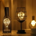 thumbnail image 5 of Lámpara de mesa de alambre de metal negro, luz de noche de estilo de jaula de cesta de hierro moderna, lámpara de noche retro, luz lateral con pilas Ormromra  LN-1004, 5 of 5