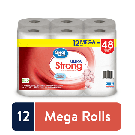 Great Value Ultra Strong Toilet Paper 12 Mega Rolls