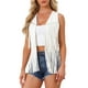 thumbnail image 1 of INSPIRAR CHIC Chaleco de Mujer con Flecos, Abierto, Estilo Occidental, Vintage, de Ante Sintético con Borlas, Blanco, Talla S, 1 of 6