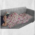thumbnail image 5 of Peony Soft Flannel Fleece Throw Blanket, Continuous Simplistic Romantic Pink Tones Flowers, Cozy Plush for Indoor and Outdoor Use, 60" x 80", Pink Lime Green, by Ambesonne, 5 of 5