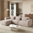 thumbnail image 5 of bokifol 118.12" L Shaped Modern Sofa Modular Sectional Cloud Couch with Ottoman,4-Seat Corduroy Deep Seat Sofa with Pillow for Living Room,Bedroom and Apartment,Brown, 5 of 10