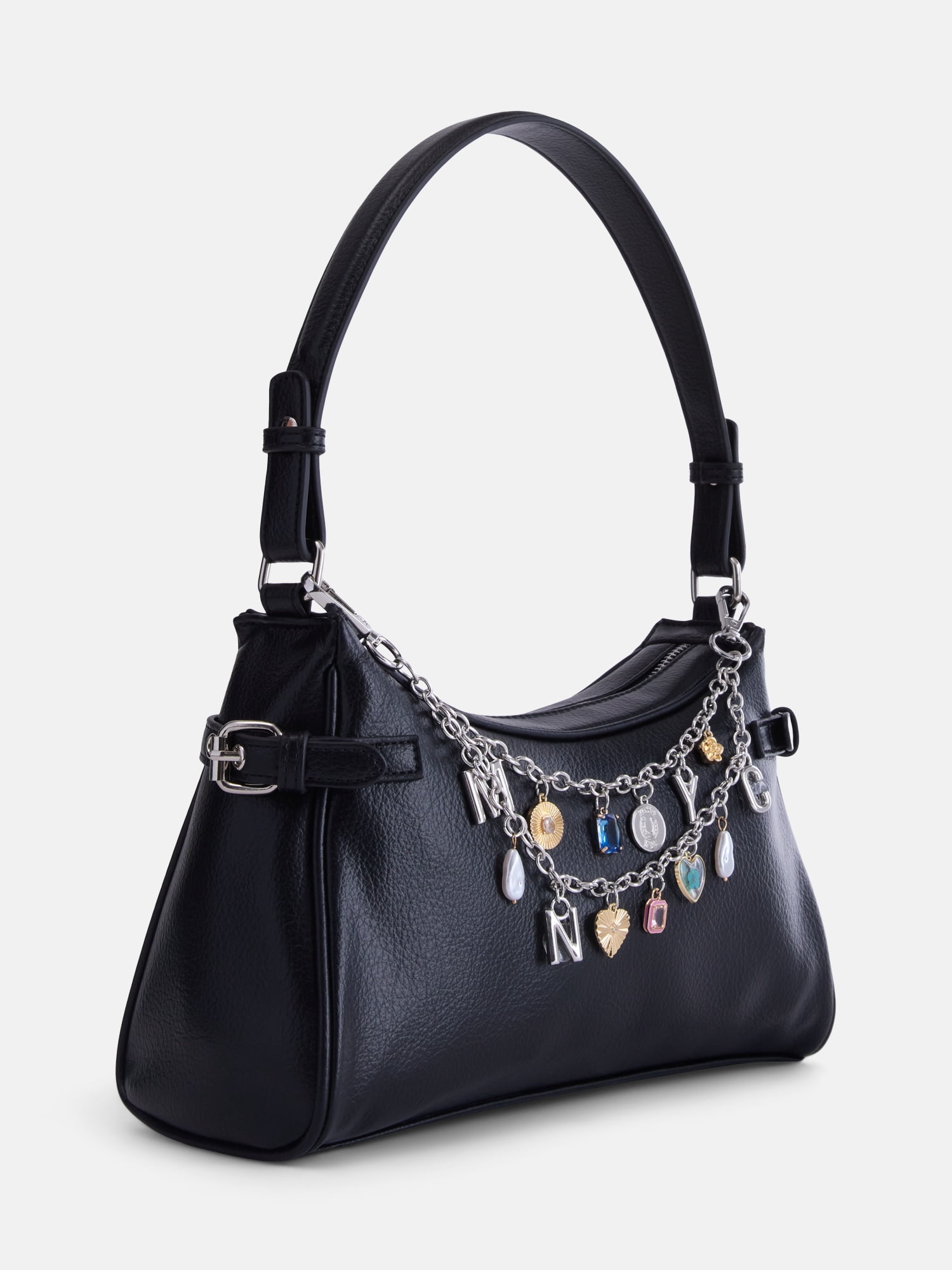 Madden NYC Women’s Shoulder Bag with Charm, Black