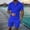 Blue, variant on Men Summer Casual Short Sets Hippie Short Sleeve Button Shirt Drawstring Waist Shorts 2 Piece Beach outfits