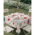 thumbnail image 2 of Square Outdoor Tablecloth with Umbrella Hole 250 Anniversary Outside Table Cloth Waterproof Patio Table Cover Independence Day Fireworks Florals Beige Zipper Tablecloths for Picnic Camping 54x54 Inch, 2 of 8