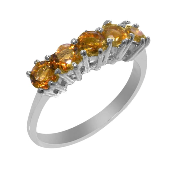 LBG British Made 9k White Gold Natural Citrine November Birthstone Womens Eternity Ring - 33 size options - Size 8