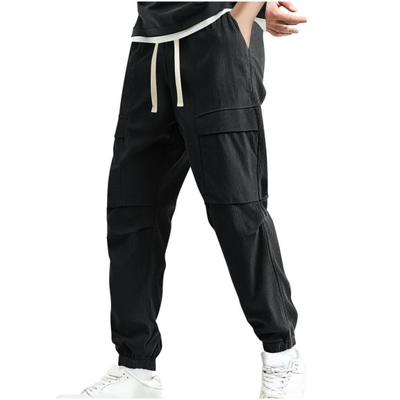 YLSDY Spring Summer Sports Pants for Men 2025 Fashion Casual Sports Tactical Trousers High Waist Lounge Drawstring Pants Black XXL
