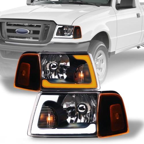 Switchback Sequential For 2001-2011 Ranger Blk Headlights Corner Lamp w/LED Tube