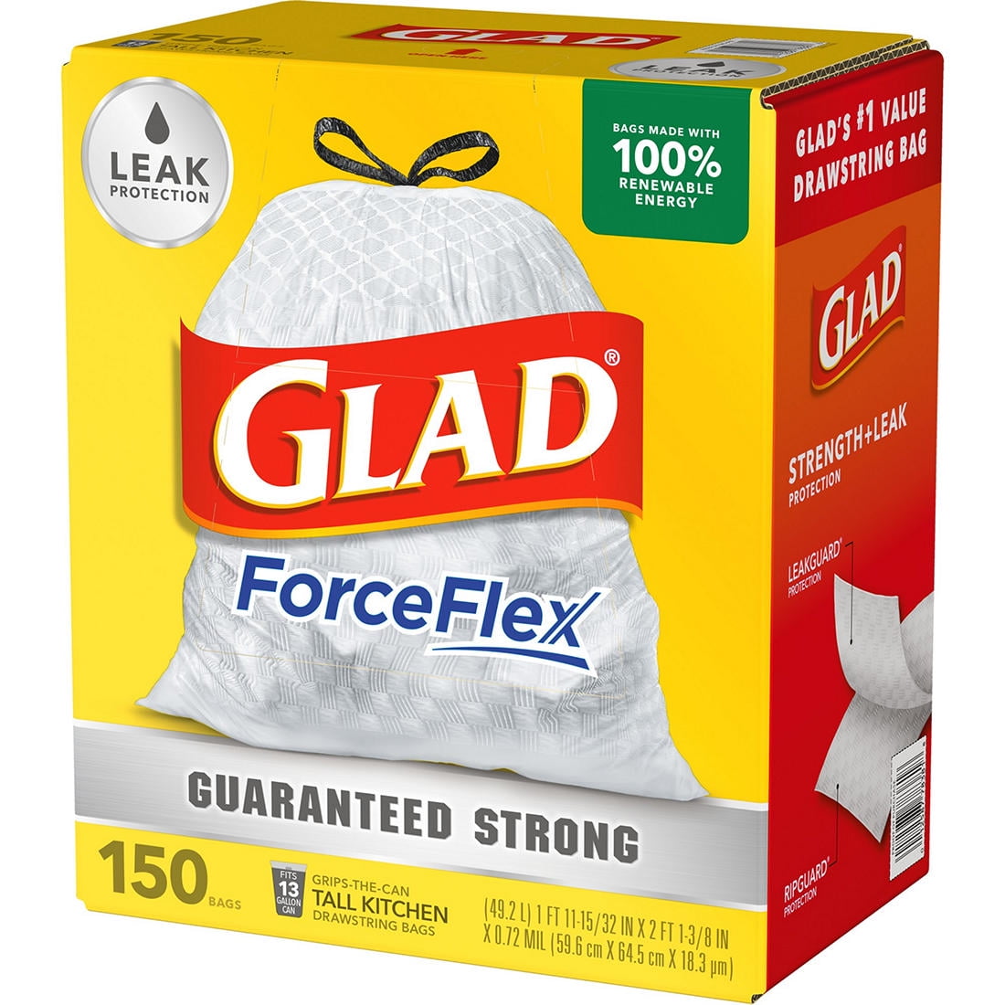Glad® 78526 13 Gallon White Drawstring Trash Bags, 4 Boxes CLO78526CT