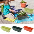 thumbnail image 4 of JingChun Rectangle Planter Box with Drainage Holes and Trays Plastic Planters Flower Boxes Pots for Indoor Outdoor Plants Patio Garden Home Decor Porch Yard, 4 of 4