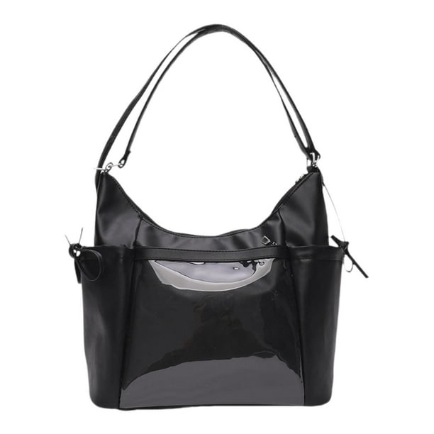 Ita-Bolso con asa para mujer, estuche de almacenamiento con ventana frontal, bolso de uniforme, bolso de hombro para recuerdo de fiesta, exhibición de Negro