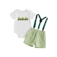 thumbnail image 1 of Gupgi 2Pcs Baby Boys Spring Outfits Infant Boy Short Sleeve Golf Cart Print Romper + Suspender Shorts, 1 of 9