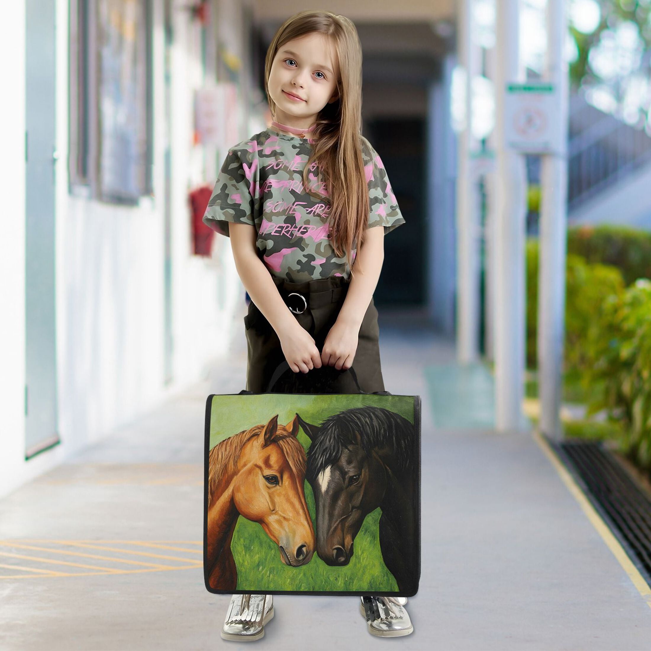ALAZA Zipper Binder Bag Horses 3 Ring File Folder Binder Organizer Bag