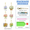 thumbnail image 4 of 6pcs 5D flower diamond painting keychain kit, double-sided diamond art keychain, DIY handmade crafts, children and adult beginners DIY, keys, mobile phones, backpack accessories, 4 of 4