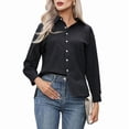 thumbnail image 2 of Camisas de Vestir de Larga con Botones para Mujer, Blusas de Oficina con Cuello Antiarrugas. Negro 4XL, 2 of 8