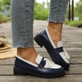 thumbnail image 6 of Purcolt Womens Color Block Loafers Dressy Casual Fringe Round Toe Slip On Boat Shoes Comfort Thick Soft Sole Flats Shoes for Business Work Office, 6 of 9